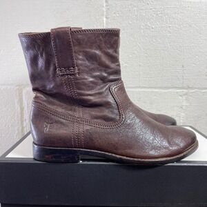 Frye Anna‎ Shortie Brown Leather Pull On Ankle Boots Western Women's Size 7.5 M